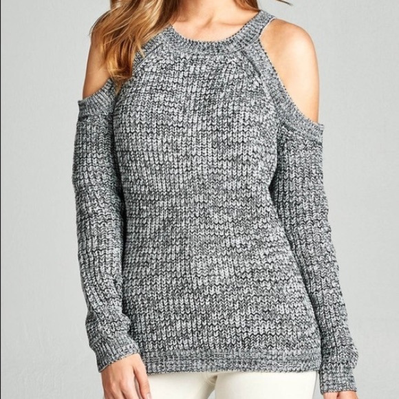 Cold Shoulder Knit Sweater - Gray - Picture 2 of 3