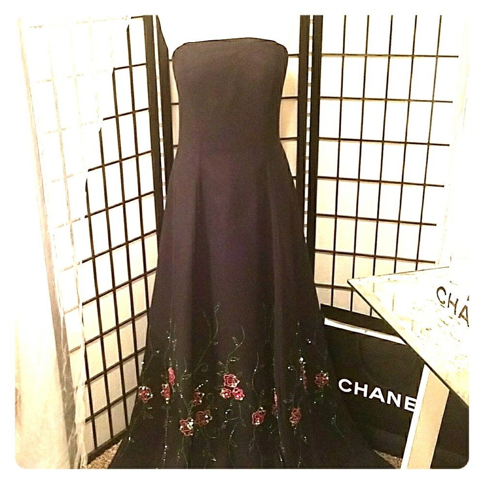 Black embellished formal dress