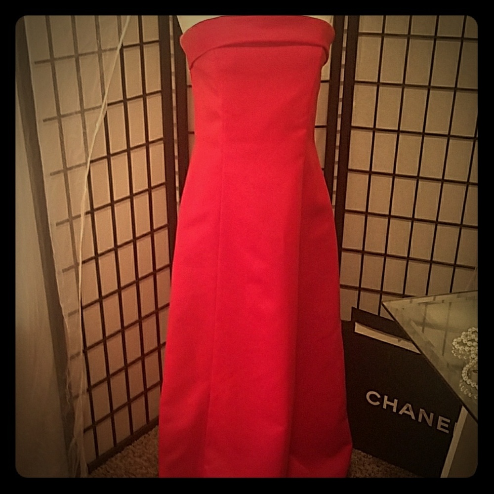 Strapless red dress