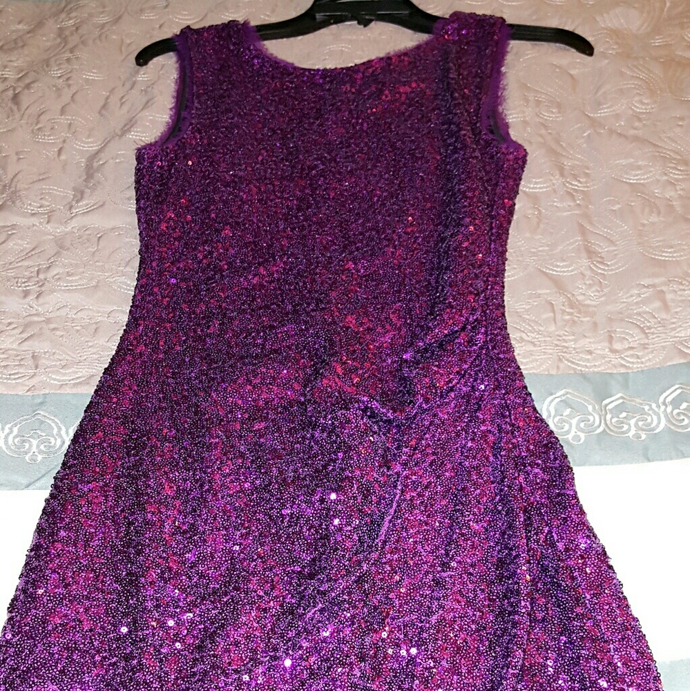 Awesome purple sequins cocktail dress