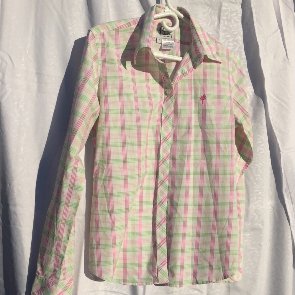 Lilly Pulitzer Cotton button up shirt Plaid Sz 8