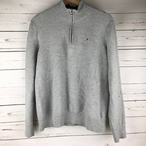 Tommy Hilfiger Quarter Zip Gray Sweater Size M