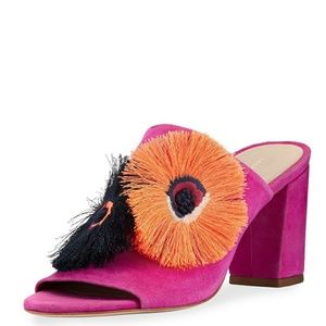 Loeffler Randall azalea pink floral mules 6.5 nwt