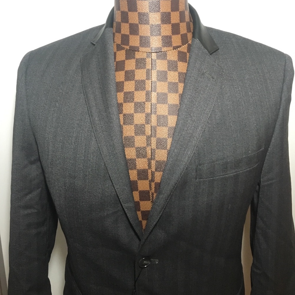 Marc NY--Andrew Marc-Grey H/Bone L/Trim Blazer 36S