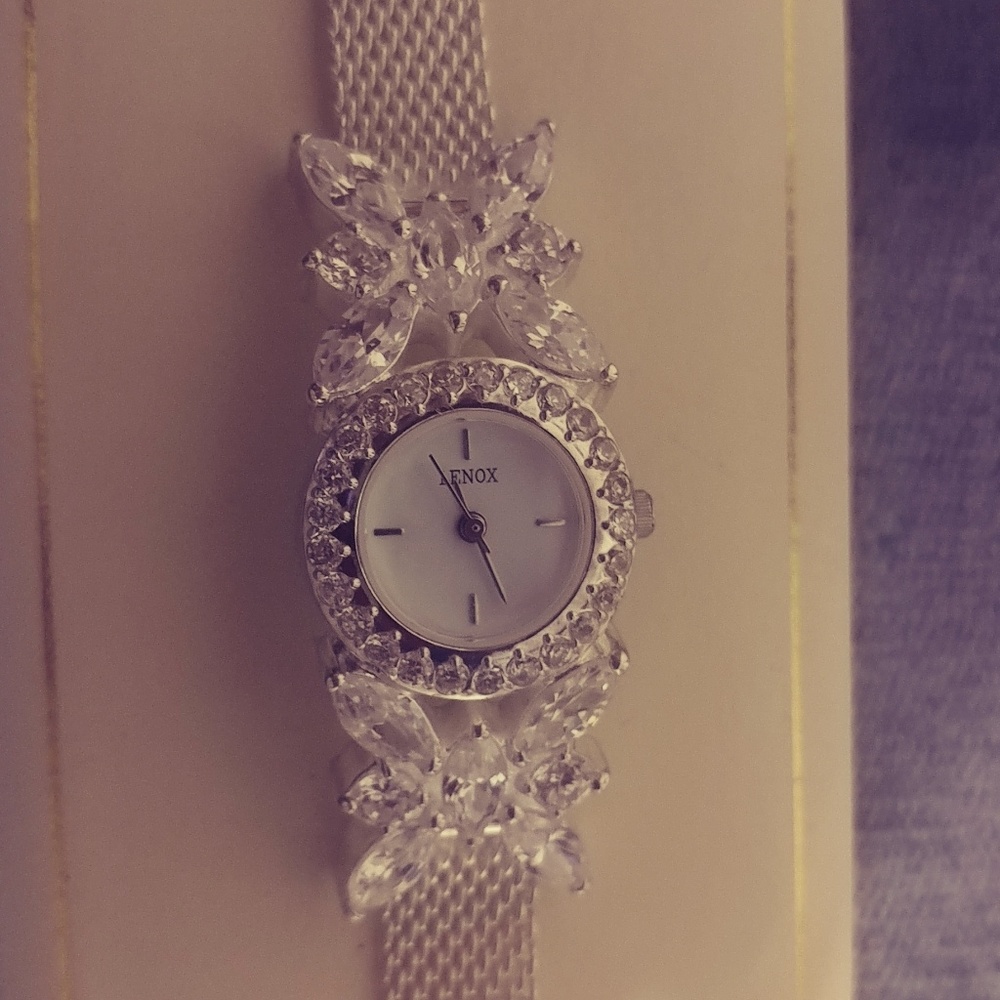 Lenox crystal n silver butterfly watch