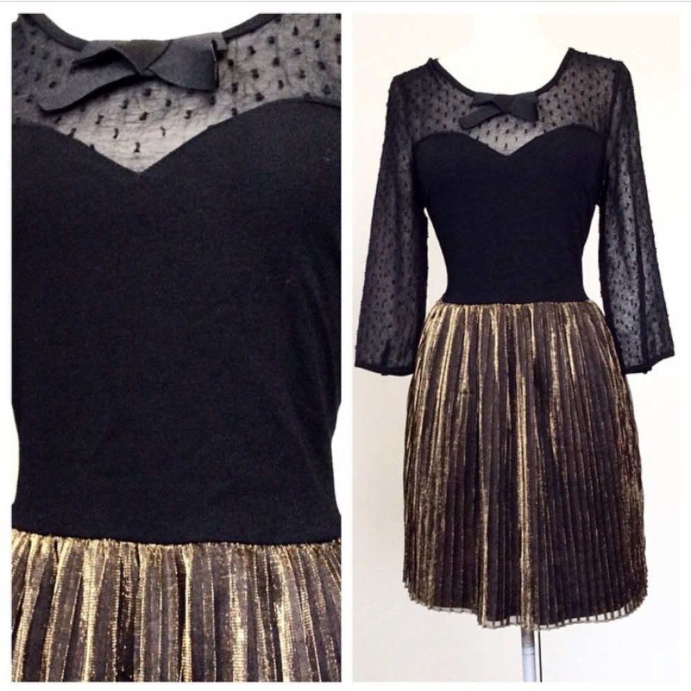 Black and metallic gold dress