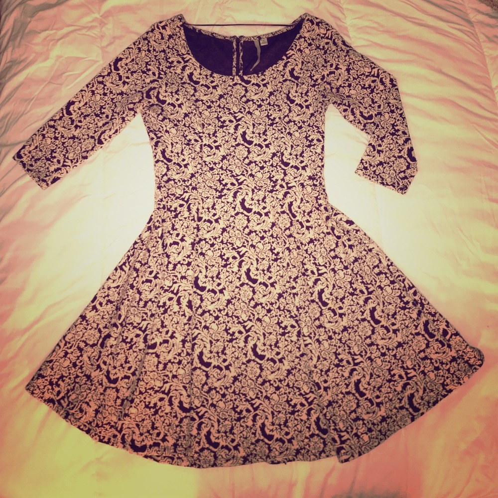 Burgundy and Cream Pattern Dress