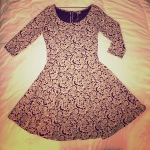 Burgundy and Cream Pattern Dress