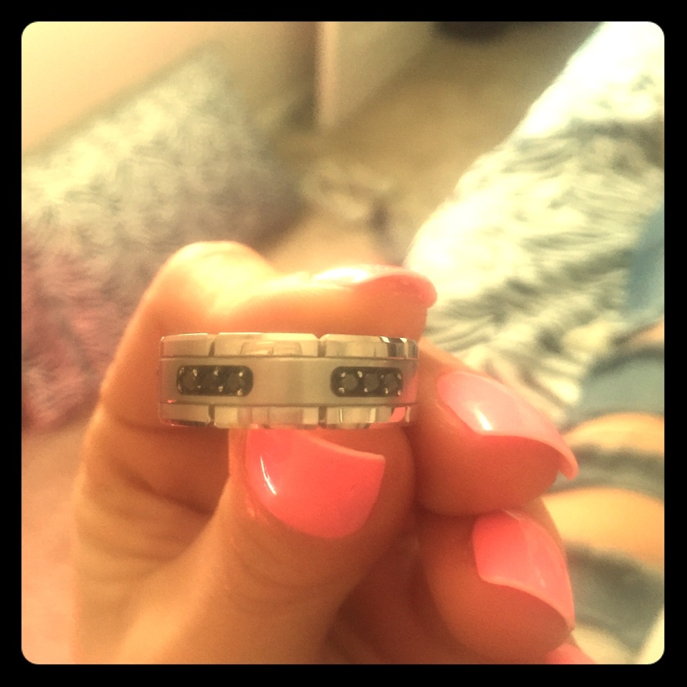 Men’s ring size 10. REAL black diamonds. 120 obo