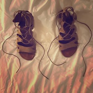 Tan Lace-Up Sandals
