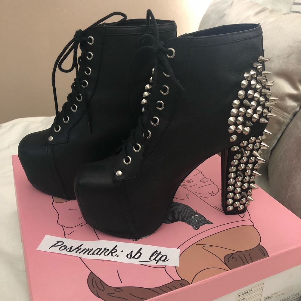 Jeffrey Campbell Litas Black Leather Spiked