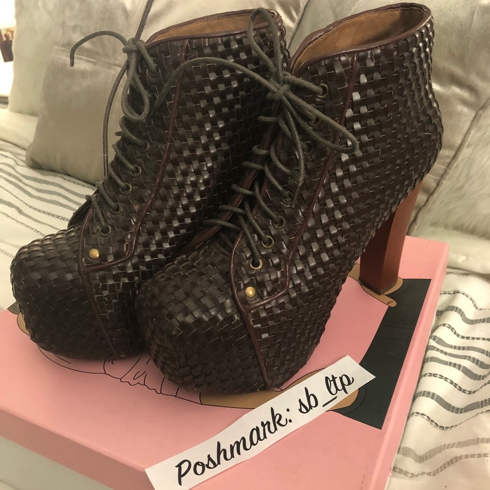 Jeffrey Campbell Woven Brown Leather Litas
