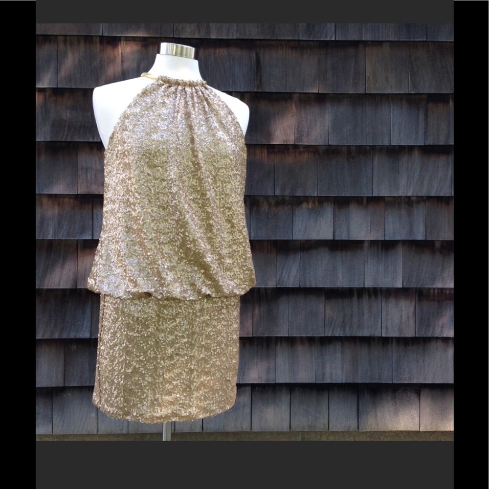 Gold Sequined Dress by Shelli Segal