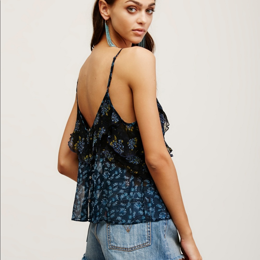 Free People Patterned Ruffle Cami - image 2