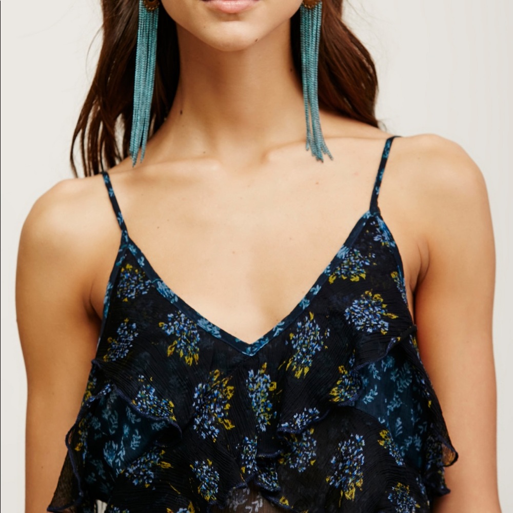 Free People Patterned Ruffle Cami - image 3