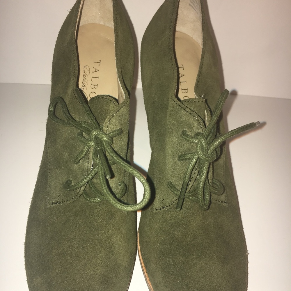 Talbots Chunky Green Suede Heels