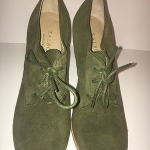 Talbots Chunky Green Suede Heels