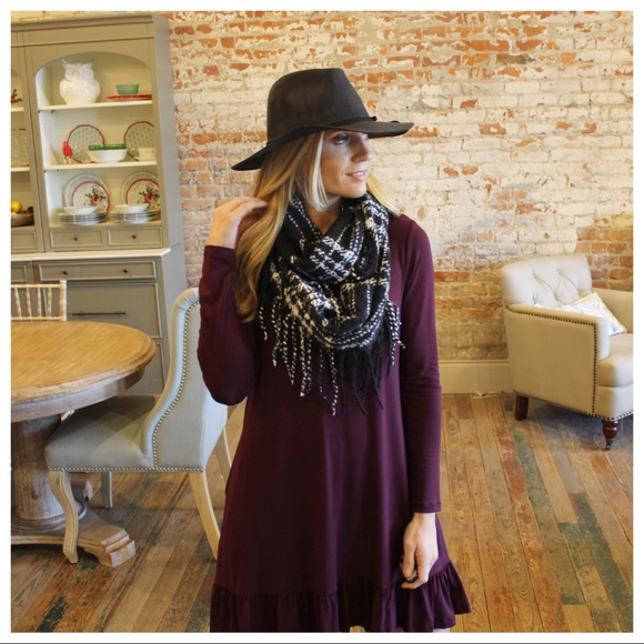 Black and white cross stitch fringe infinity scarf - Picture 2 of 2