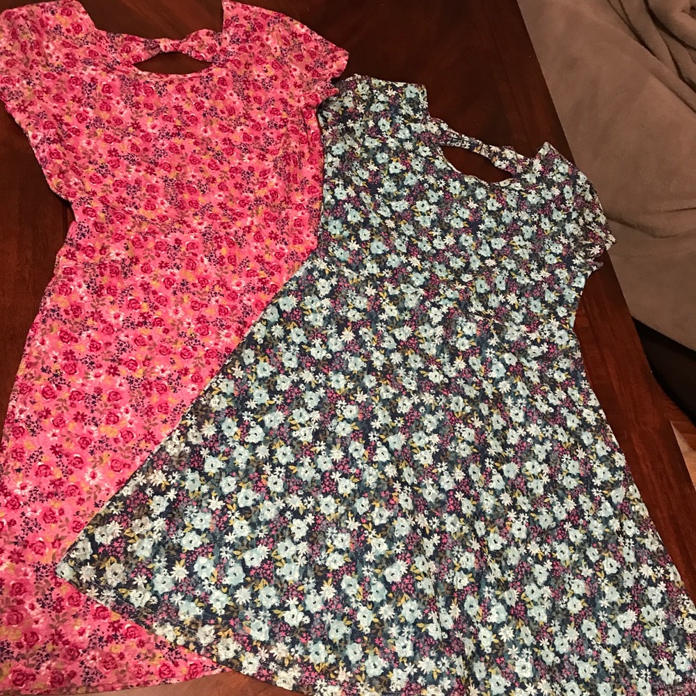 PINK & BLUE FLORAL PRINT DRESSES