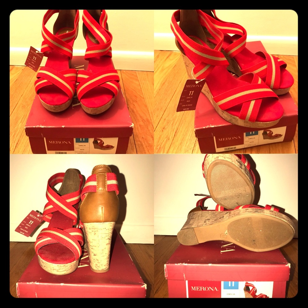 Red w/ Cream stripe wedge