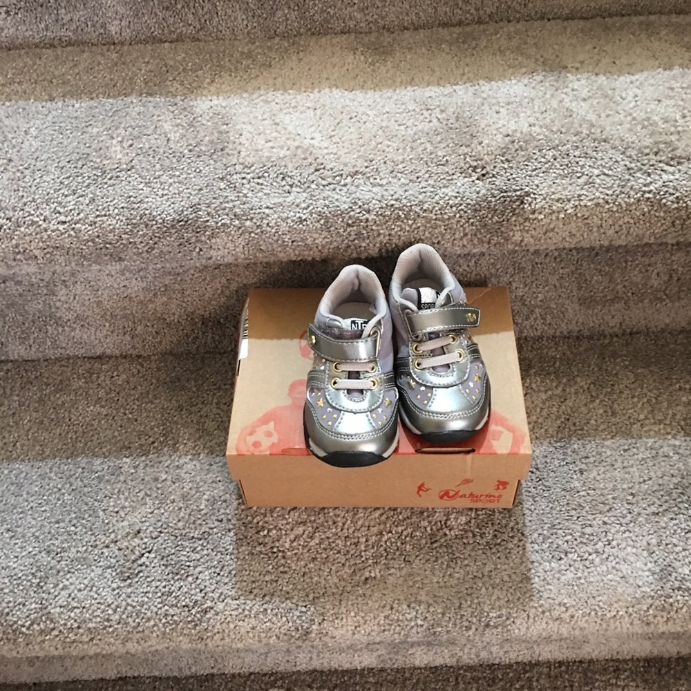 Brand new naturino metallic silver shoes