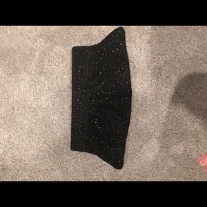Black suede Lauren Merkin clutch