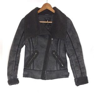Guess coat fur suede moto jacket