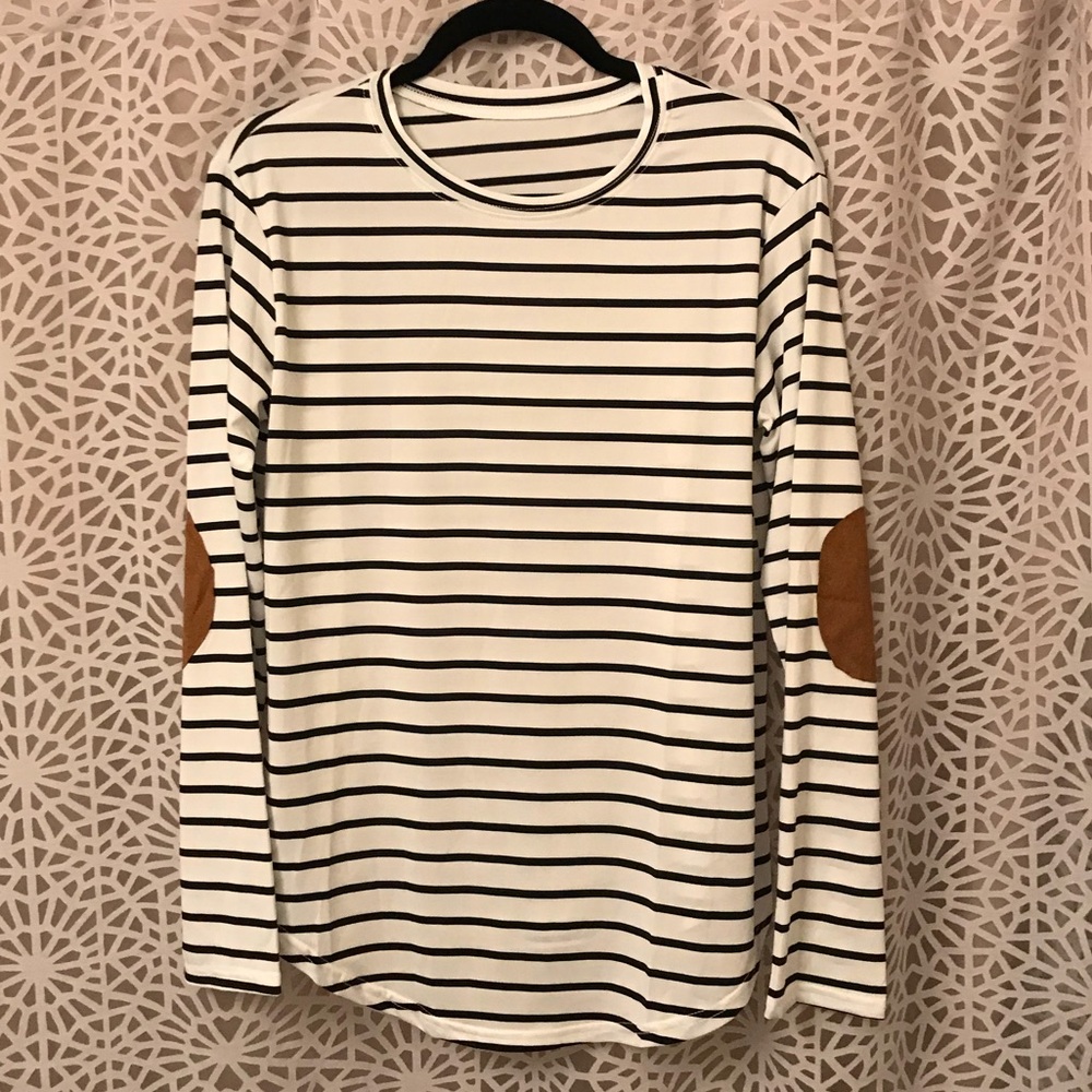 Black & White Long Sleeved Top with elbow patches