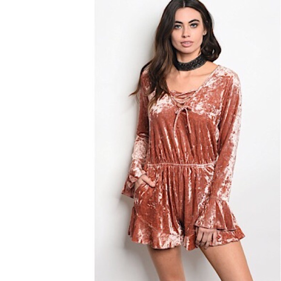 Pants - Deep Pink Velvet Romper NWT