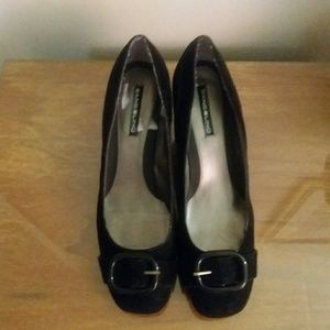 New Bandolino black suede buckle shoes size 11M.