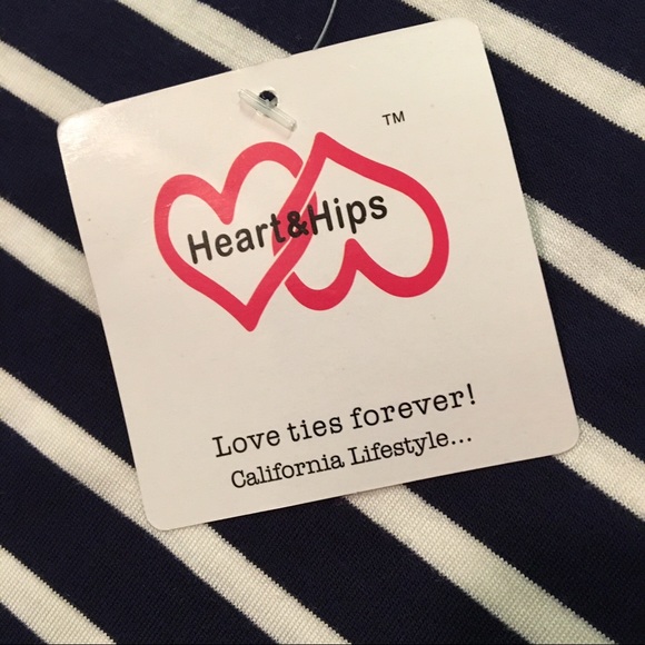 Heart & Hips Dresses Navy Blue And White Striped Button Down Maxi