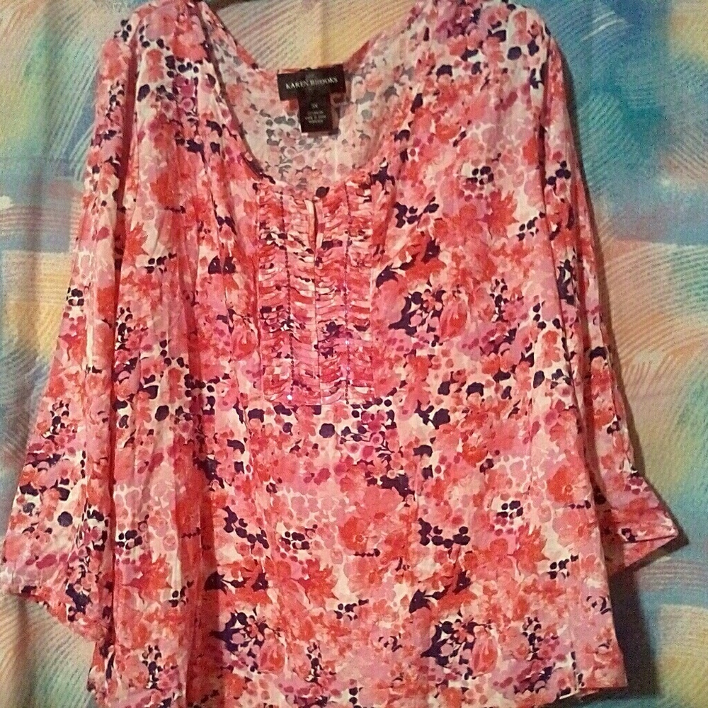 Pink Floral Print Top