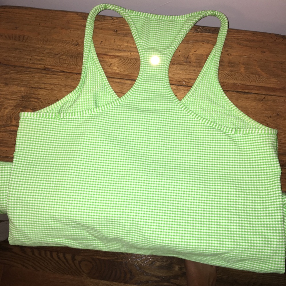 Green gingham lululemon workout top