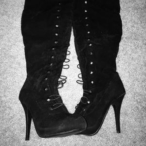 Black Thigh High Military Boot