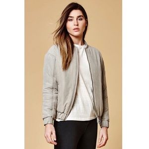 Mink pink grey puffer bomber jacket