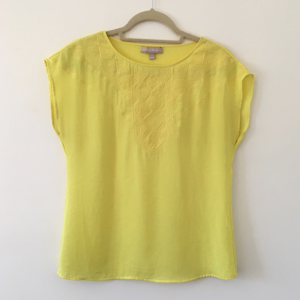 Banana Republic Yellow Embroidered Top
