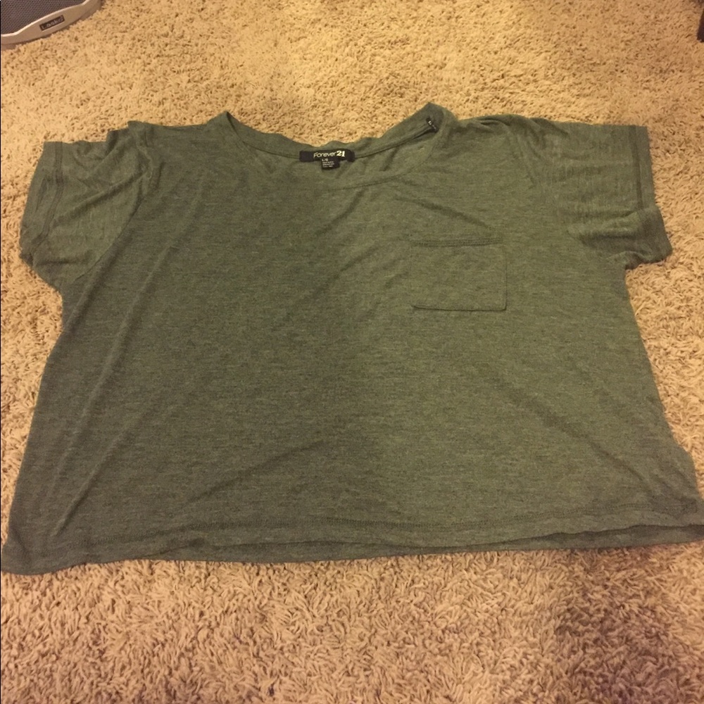 Forever 21 Women Green Crop Top Large