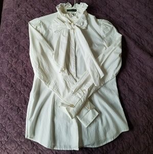 Big bow white blouse shirt