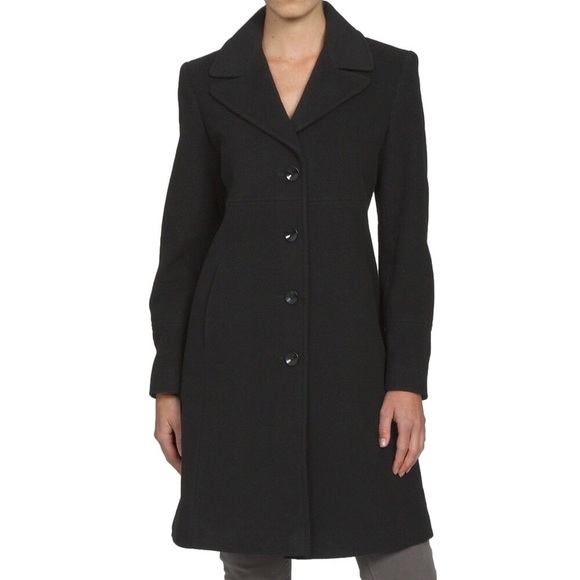 Larry Levine Notch Collar Classic Wool Coat - Picture 3 of 3
