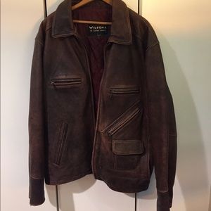Brown Leather Wilson lined Bomber Jacket L