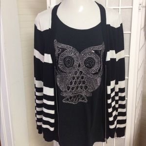 Lot Lane Bryant 14/16W Tee & Striped Cardigan