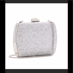 Classic Glitter Hardcase Clutch Silver
