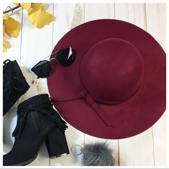 Burgundy bow tie floppy hat - Picture 3 of 5