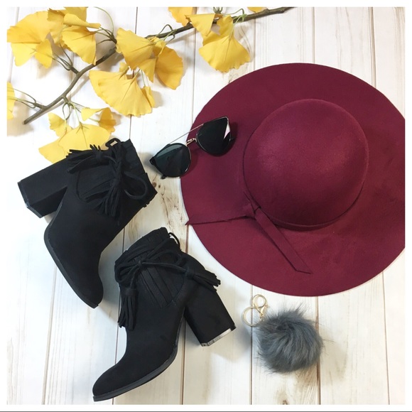 Burgundy bow tie floppy hat - Picture 4 of 5