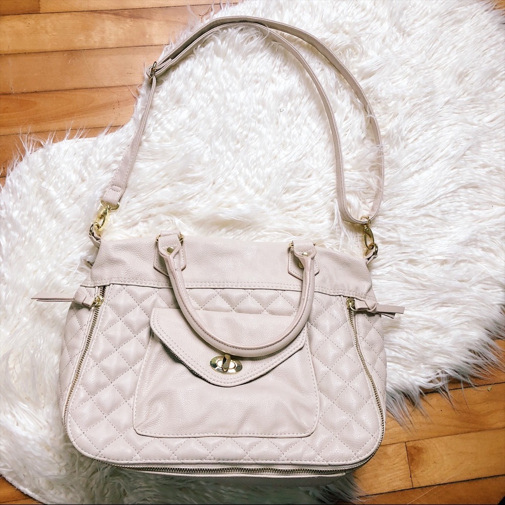 Cream quilted multifunctional purse | Steve Madden