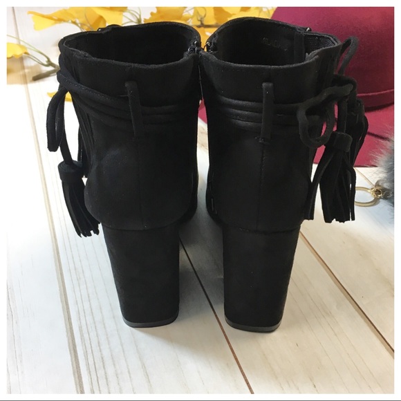 ✨LAST ONE✨Black vegan suede tie tassel booties - Picture 7 of 7