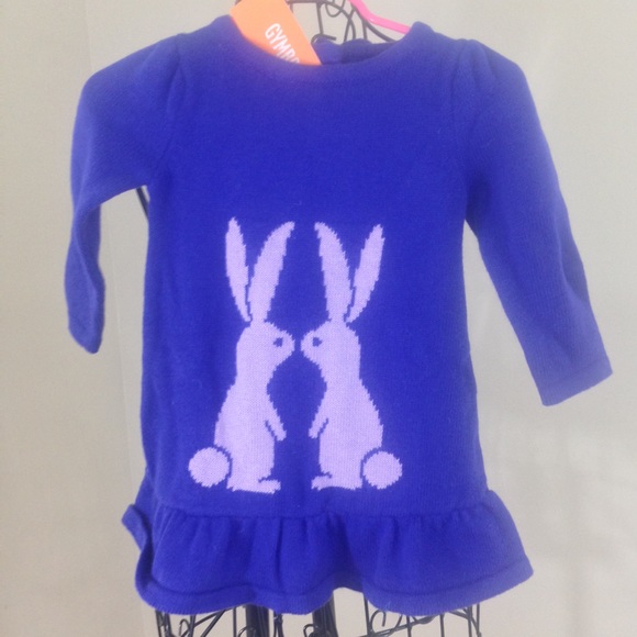 GYMBOREE LAVENDER BUNNY PURPLE BUNNY SWEATER DRESS 6 12 18 24 2T 3T NWT