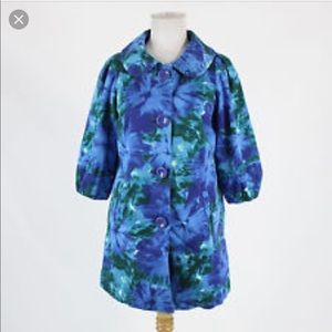 Anthropologie elevenses blue/green floral jacket