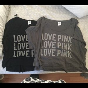 PINK Black & Gray Bling Crop Tops