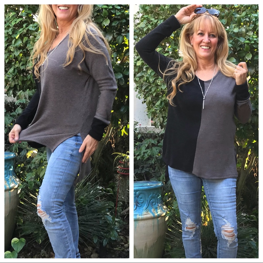 LAST 🔘 Color Block Aesthetic Raw Edge Knit Tunic - Picture 6 of 8